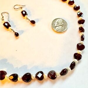 Garnet & Pearl Jewelry Set